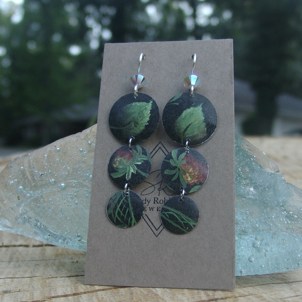 Vintage Recycled Repurposed Tin Handcrafted Earrings by Sandy Robinson Jewelry